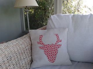 stag head cushion by caroline watts embroidery