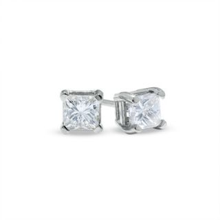 CT. T.W. Princess Cut Diamond Solitaire Stud Earrings in 14K White