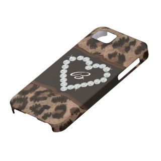Cheetah Print Diamond Heart Initial iPhone 5 Covers