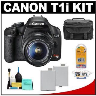 Canon EOS Rebel T1i 15.1MP Digital SLR Camera (Black) with Canon EF S 18 55mm IS Lens + (2) LP E5 Battery Packs + Case + Accessory Kit : Digital Slr Camera Bundles : Camera & Photo