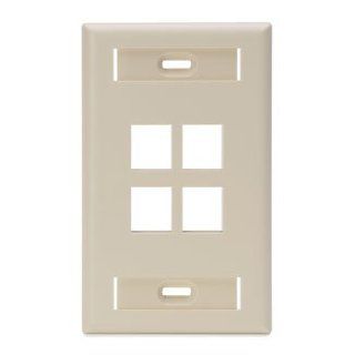 42080 4IS   Leviton 4 Port Single Gang QuickPort Field Configurable Wallplate w/ Labels, Ivory: Electronics