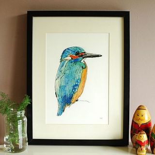 kingfisher giclée print by rebecca kiff