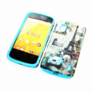 For LG Google Nexus 4/ LG E960 /Nexus 4/Optimus Nexus T Mobile 2 in 1 Hybrid Cover Case Eiffel Tower Paris & Classic Blue Car PC + Sky Blue Silicone: Cell Phones & Accessories