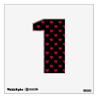 Ruby Red Hearts Number One 1 Wall Decal