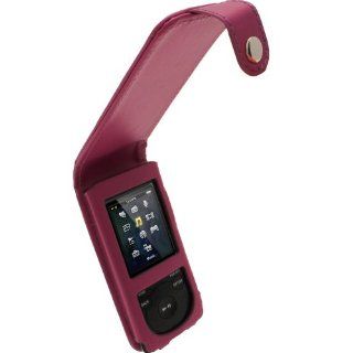 iGadgitz Purple PU Leather Flip Case Cover for Sony Walkman NWZ E473 NWZ E474 NWZ E574 NWZ E575 E Series Video MP3 Player 4gb 8gb 16gb (NWZ E474B, NWZ E574B, NWZ E575B, NWZ E473K): Cell Phones & Accessories