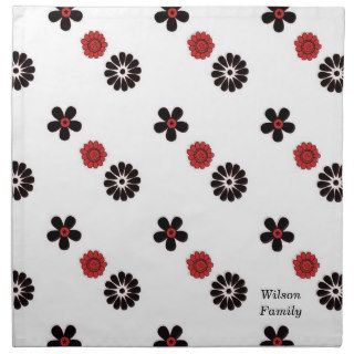 Red and Black Funky Flowers Napkins