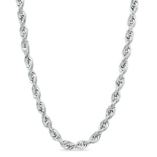 75mm Diamond Cut Rope Chain Necklace in 14K White Gold   24   Zales