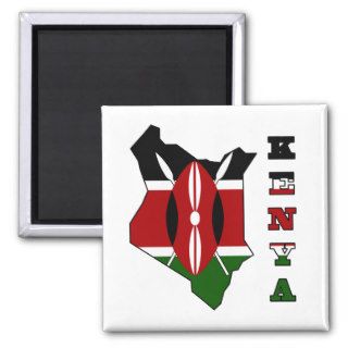 Flag in Map of Kenya Fridge Magnet