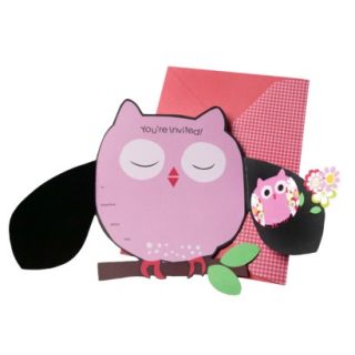 Invitation Diecut Flap Pink Owl 10 Ct