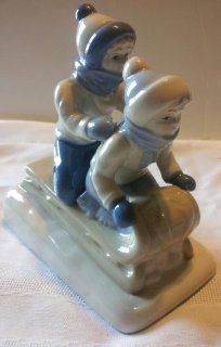 Paul Sebastian's Design Porcelain Sled with Two Children Collectible Figurine : Everything Else