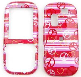 Samsung T469 Gravity 2 Transparent Design, Peace Signs and Hearts on Pink Hard Case/Cover/Faceplate/Snap On/Housing/Protector: Cell Phones & Accessories