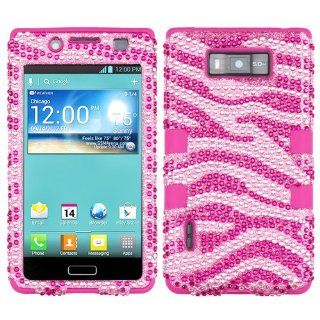 MYBAT Zebra Skin (Pink/Hot Pink) Diamante/Hot Pink TUFF Hybrid Phone Protector Cover for LG US730/Splendor /Venice /L86c/Optimus Snowtime Cell Phones & Accessories