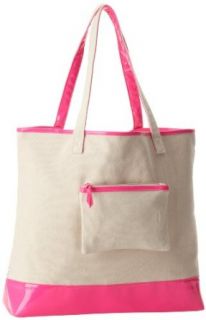 Echo Design Women's Beach Tote Bag With Bright Patent Trim, Hot Pink, One Size: Travel Totes Luggage: Clothing