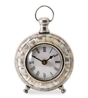 5.75" Analog Capiz Shell Desk Clock with Roman Numeral Face   Table Clocks
