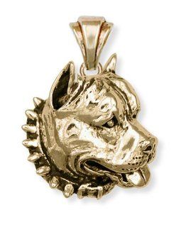 Solid Pit Bull Pendant 14K Yellow Gold Vermeil Pitbull: Julian Esquivel and Ted Fees: Jewelry