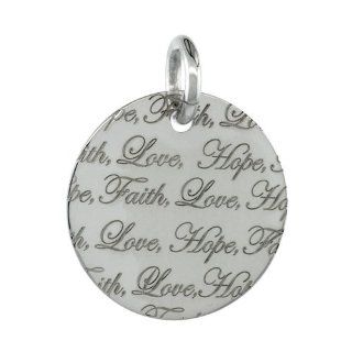 Sterling Silver FAITH LOVE HOPE Round Pendant, 30mm (1 3/16 inch) wide: Jewelry