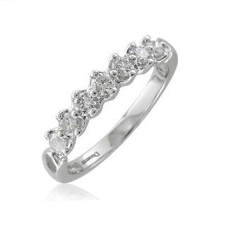 14k White Gold 7 Stone Diamond Band Ring (GH, I1 I2, 0.50 carat): Jewelry