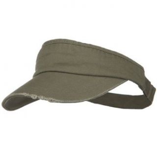 Normal Dyed Frayed Wide Bill Visor   Olive at  Mens Clothing store: Visors Headwear