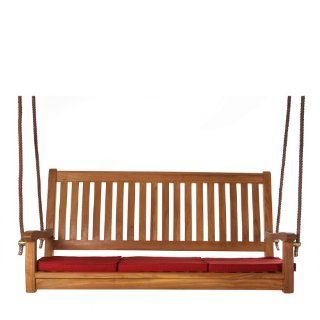 TEAK Outdoor Dining Chairs/Table Sets and Patio Furniture Rope Swing with RED cushion : Porch Swings : Patio, Lawn & Garden