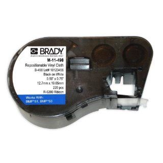 Brady M 11 498 Vinyl Cloth B 498 Black on White Label Maker Cartridge, 3/4" Width x 1/2" Height, For BMP51/BMP53 Printers: Industrial & Scientific