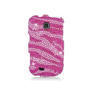 Samsung Dart T499 SGH T499 Bling Gem Jeweled Jewel Crystal Diamond Pink Zebra Stripes Cover Case: Cell Phones & Accessories