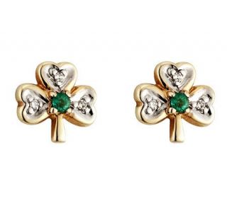 Solvar Diamond & Emerald Shamrock Earrings, 14K —