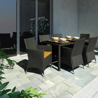 Sonax Z 506 TPP Park 7 Piece Terrace Black Weave Patio Dining Set : Outdoor And Patio Furniture Sets : Patio, Lawn & Garden