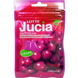 Lotte Jucia Chewing Gum Grape Flavor Sugar Free Dental Health Net Wt 22.5 G (15 Pellets) X 5 Bags : Grocery & Gourmet Food