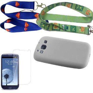 SAMSUNG GALAXY 3 I9300 WHITE SILICONE CASE PLUS LANYARD (KEROPPI OR SUPERMAN) PLUS SCREEN PROTECTOR: Cell Phones & Accessories