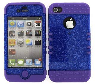Cell Phone Skin Case Cover For Apple Iphone 4 4s Glitter Blue    Light Purple Rubber Skin + Hard Case: Cell Phones & Accessories