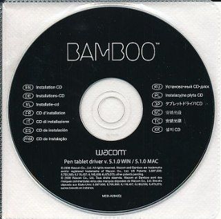 Wacom Bamboo Pen Tablet Software Driver: Version 5.1.0 (WIN / 5.1.0 MAC) Installation CD: Software