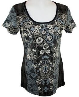 Vanilla Sugar, Boat Neck, Floral Themed, Top Accented with Lace Trim   Summer Garden at  Womens Clothing store