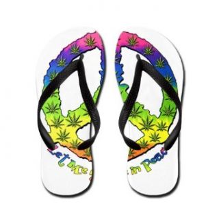 Artsmith, Inc. Women's Flip Flops (Sandals) Let Me Smoke in Peace Marijuana Neon Peace Symbol Sign: Costume Footwear: Clothing