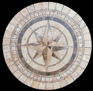 Compass Natural Mosaic Stone Table Top 48" Round   Coffee Tables
