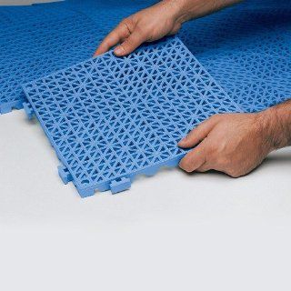 Poly Lock Pool Blue Vinyl Interlocking Drainage Floor Tile 12" x 12"   3/4" Thick : Exercise Mats : Sports & Outdoors