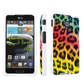 LG Optimus F6 D500 White Full Protection Designer Case By SkinGuardz   Rainbow Cheetah: Cell Phones & Accessories