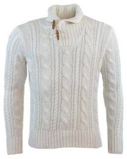 Polo Ralph Lauren Mens Cable Knit Shawl Toggle Sweater   M   White at  Mens Clothing store: Pullover Sweaters