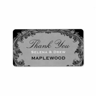 Silver and Black Vintage Thank You Sticker B454 Personalized Address Labels