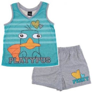 Perry the Platypus Short Pajamas for Girls XL/14 16: Clothing