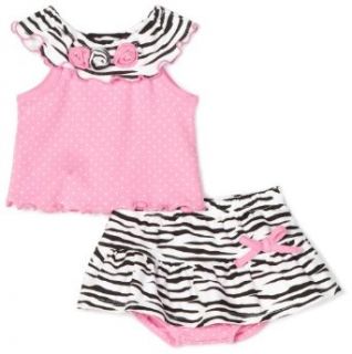 Vitamins Baby Girls Newborn Zebra Stripe 2 Piece Skort Set, Pink, 3 Months: Infant And Toddler Clothing Sets: Clothing
