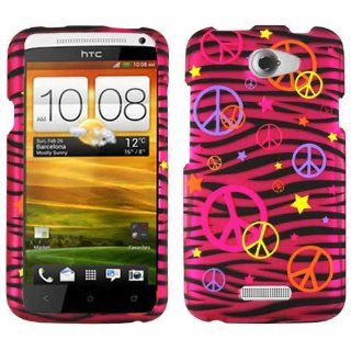 HTC ONE X Trans. Design, Colorful Peace Signs on Green Zebra Protective Case: Cell Phones & Accessories