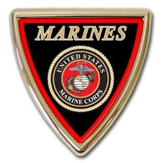 United States US Marine Corps USMC Gold Plated Triangle Dome Premium Metal Car Truck Motorcycle Emblem: Automotive
