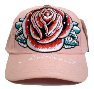 Tattoo Hat ~ Designer Red Rose Flower Tattoo Art Pink Baseball Cap With Embroidery and Rhinestone Crystals; Great Gift Idea for Men, Women, and Teens. (Unisex Hat): Toys & Games
