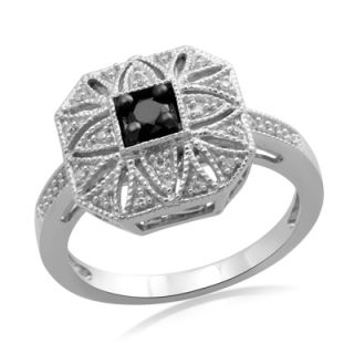 CT. T.W. Enhanced Black and White Diamond Vintage Style Ring in