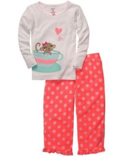 Carter's Girls Tea Cup Monkey Pajama Set: Clothing
