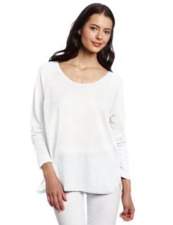 525 America Women's Linen Basic Scoop Neck Tee, Bleach White, X Small at  Womens Clothing store