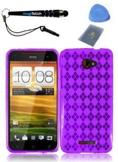 IMAGITOUCH(TM) 4 Item Combo For HTC Droid DNA 6435(Verizon) Flex TPU Skin Case Cover Phone Protector   Purple (Stylus Pen, ESD Shield Bag, Pry Tool, Phone Cover): Cell Phones & Accessories