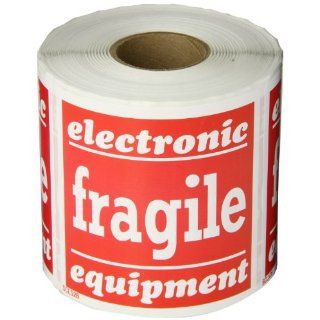 Aviditi SCL526 Square Label "Fragile Electronic Equipment", 4" Length x 4" Width (Roll of 500): Industrial & Scientific