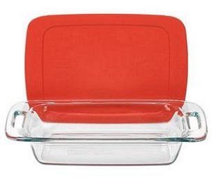 Easy Grab 2 Qt. Oblong Baking Dish with Plastic Cover Color: Red: Kitchen & Dining