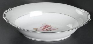 Halsey Damask Rose 11 Oval Vegetable Bowl, Fine China Dinnerware   Pink/Beige R
